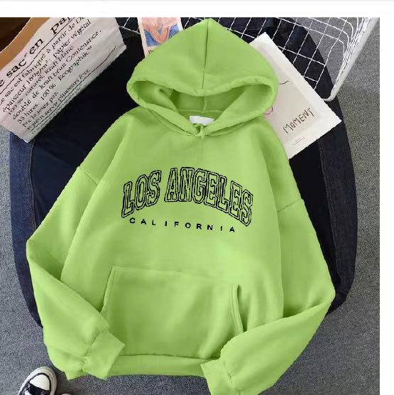 Cross-border wholesale autumn and winter sweater women's fleece-lined hooded pullover loose printed plus size velvet coat ins trendy women
