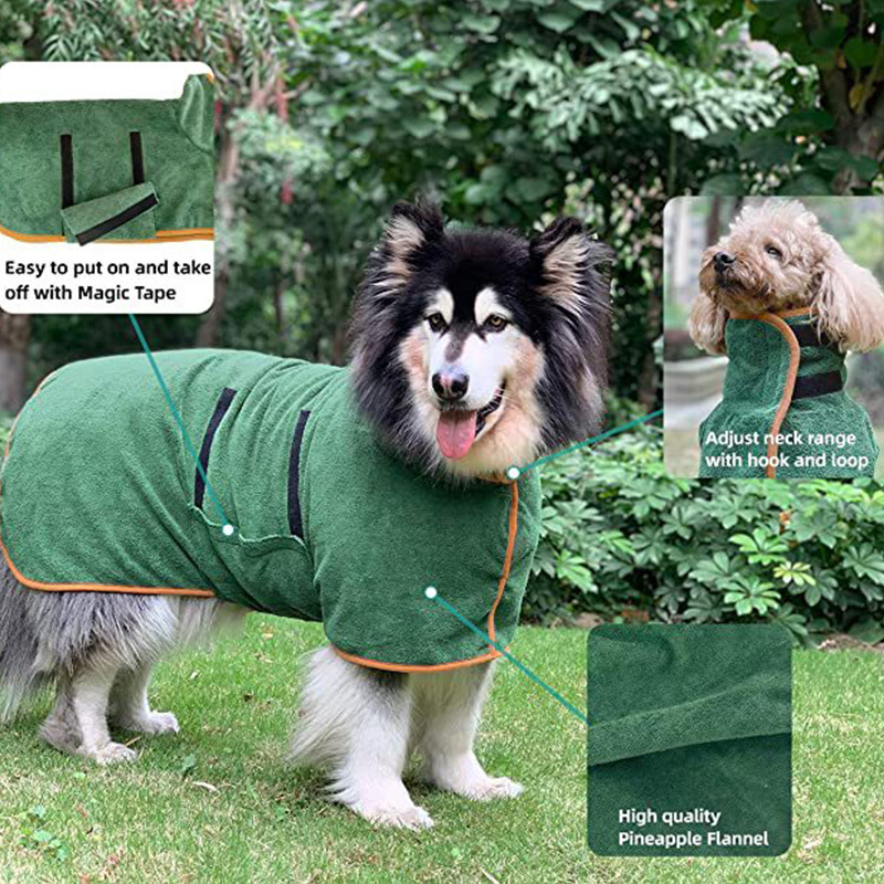 Autumn and winter warm pet bathrobe quick-drying dog towel 350G thickened microfiber absorbent pet bath