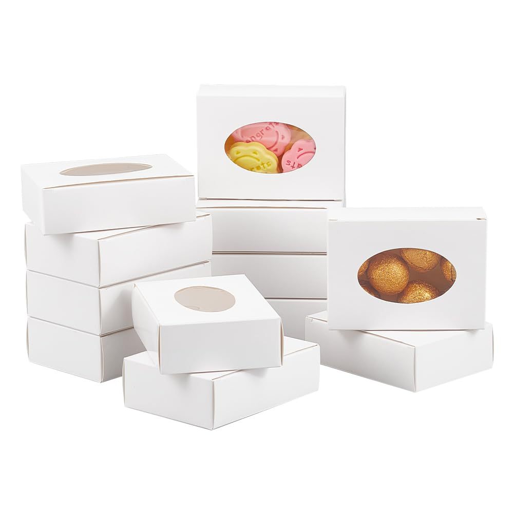 Cross-border Kraft Paper Handmade Soap Paper Box Oval Brown Window White Card Folding Paper Box Small Jewelry Packaging Box