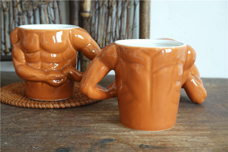 Men's Cup Muscle Cup Ceramic Mug Creative Personality Cup Coffee Cup Ceramic Cup Men's Large Capacity Cup_voghion.com