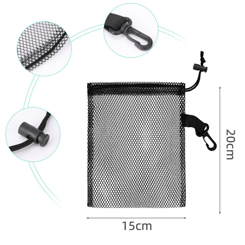 Polyester drawstring mesh bag golf bag diving drawstring mesh bag toy Shell storage bag black mesh bag