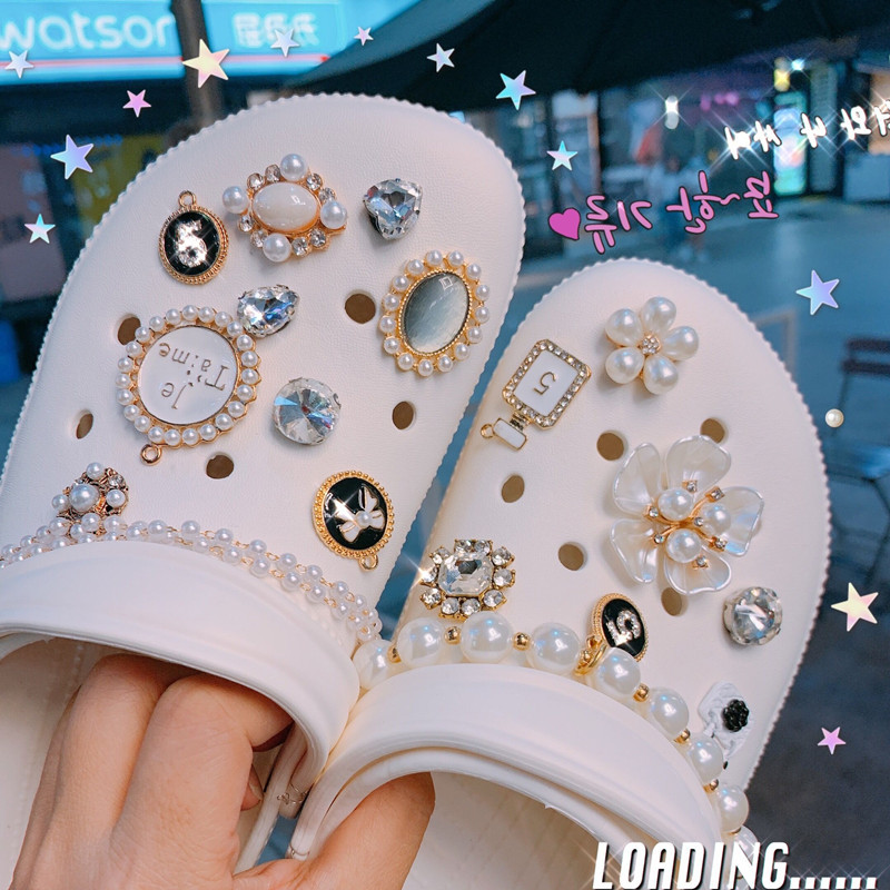 Hole shoes diy accessories diamond pearl chain shoe flower decorative buckle Princess elegant shoe buckle suit accessories