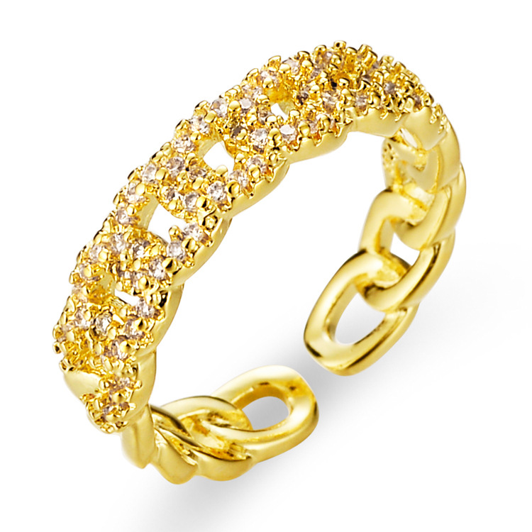 Korean Fashion Personalized ins Trendy Ring Women's Niche Design Light Luxury Cold Style Open Zircon Ring High-grade Sense