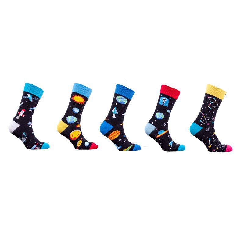 Men's cotton manufacturers Europe and the United States four seasons fashion socks men's socks starry sky Amazon ins planet female foreign trade socks