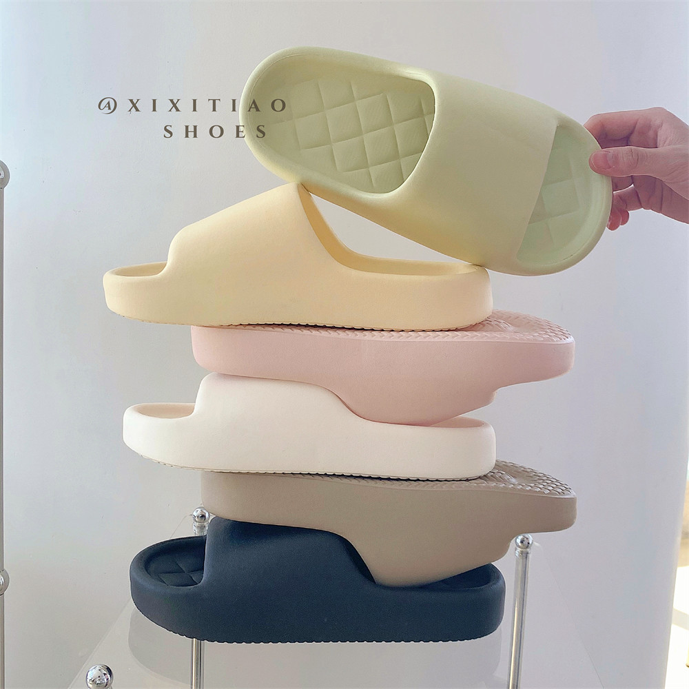 Couple casual slip-on home slippers eva New Internet celebrity simple solid color rhombus bottom sandals for men and women