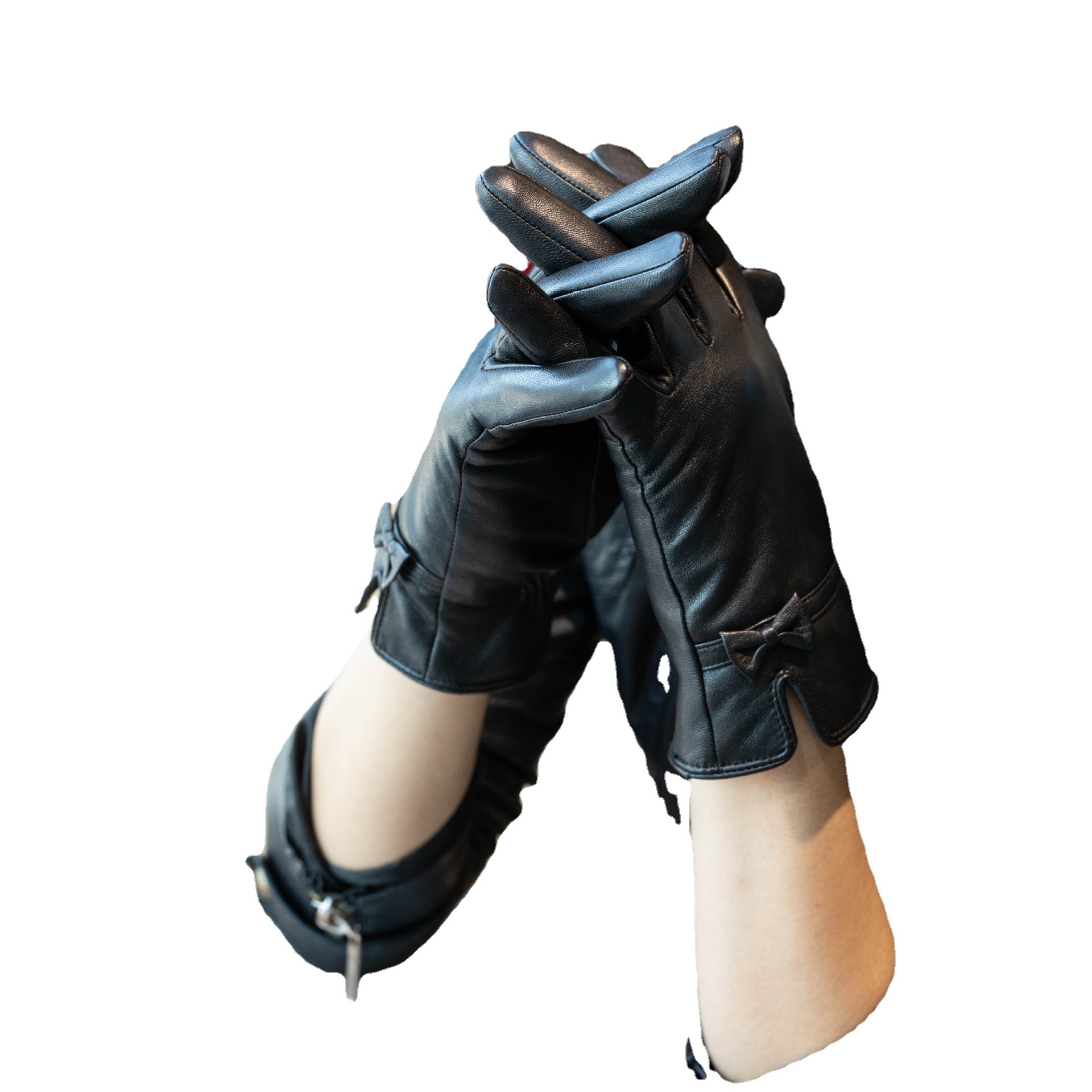 [Baoding Exhibition] Women's Leather Gloves Riding Sheepskin Gloves Winter Warm fleece-lined Touch Screen Leather Gloves