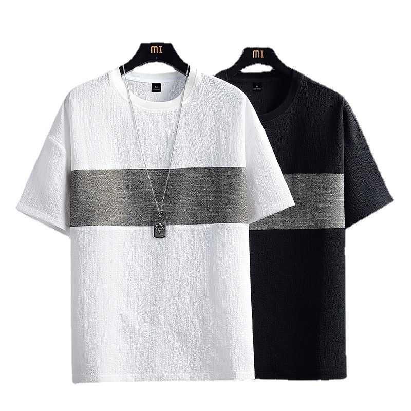 Men's short-sleeved T-shirt men's 2022 summer new round neck half-sleeved Korean style slim fit plus size T-shirt youth bottoming shirt