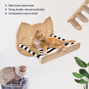 Wooden Wall-mounted Cat Nest Solid Wood Cat Wall-mounted Cat Nest Cat Wall DIY Cat Hammock Cat Jumping Table Toy