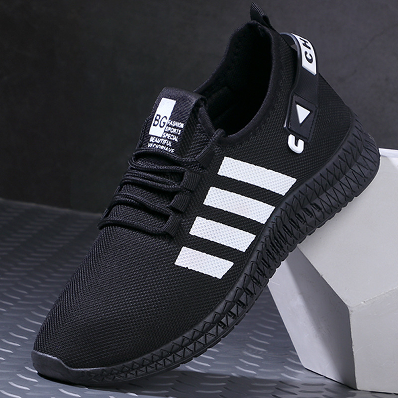 Factory new men's casual shoes breathable sports running shoes soft bottom trend lightweight flying woven shoes a generation of hair