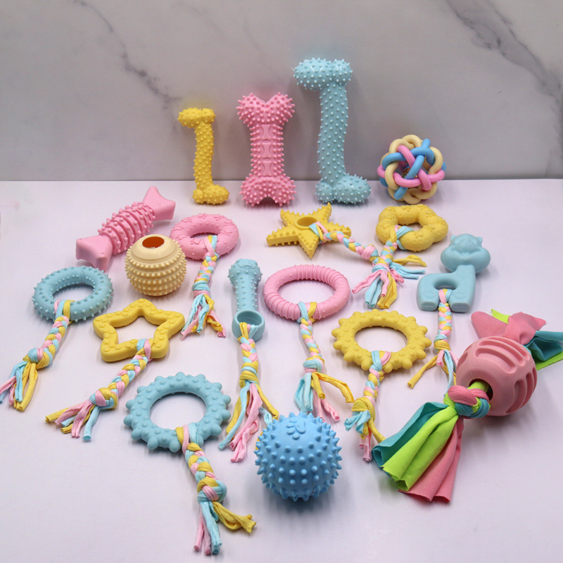 Pet toys wholesale TPR material dog molars toys bite puppy cotton toys small and medium dog teeth cleaning
