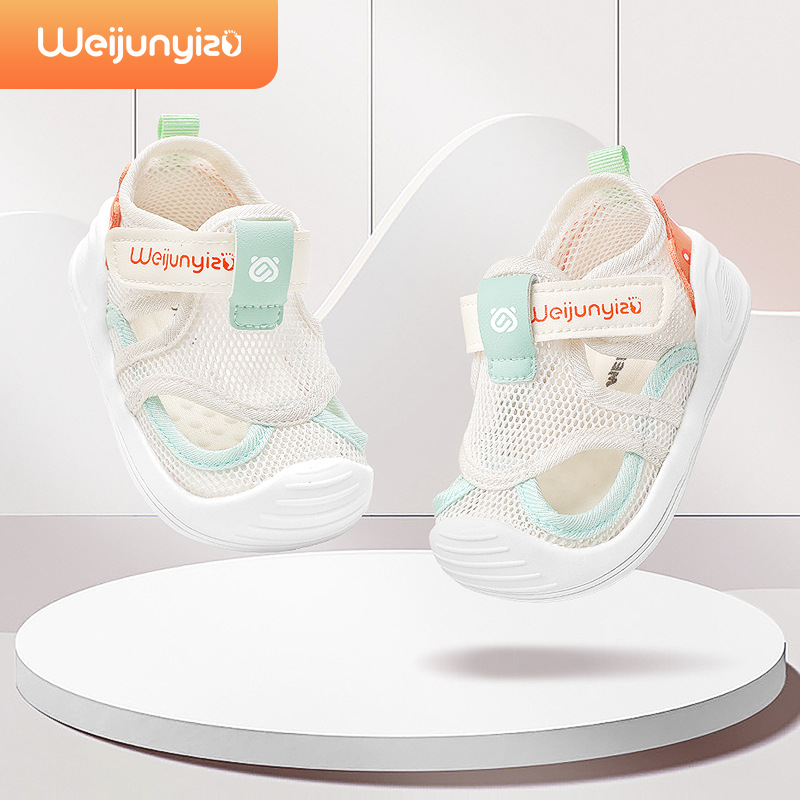 Qijun toddler shoes baby boys' sandals summer mesh shoes baby shoes soft bottom non-slip 1-3 years old girls' shoes sandals