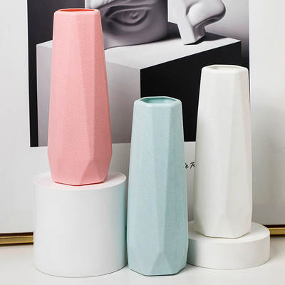 Plastic Vase Creative Nordic Diamond Vase Fashion Simple Drop-resistant Imitation Porcelain Vase Home Decoration Flower Pot