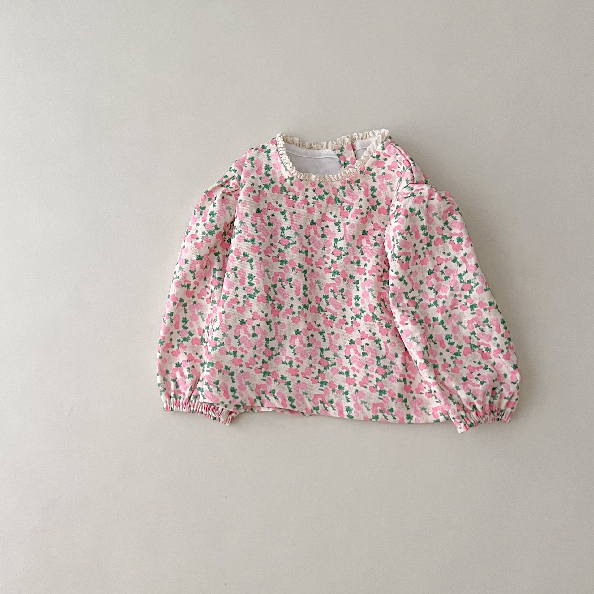 韩版女童衬衫秋季2023新款碎花可爱纯棉开衫女宝儿童百搭打底上衣