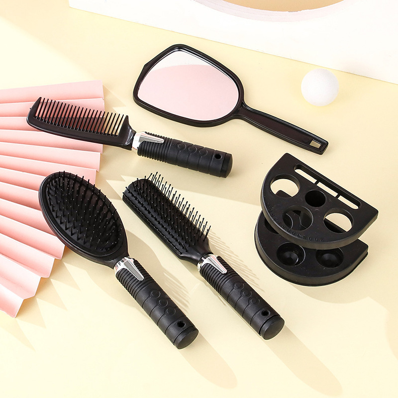 Comb Mirror 4 Pieces Combination Set Dormitory Household Easy to Carry Supplies for Men and Women Smooth No Injury No Hair Loss