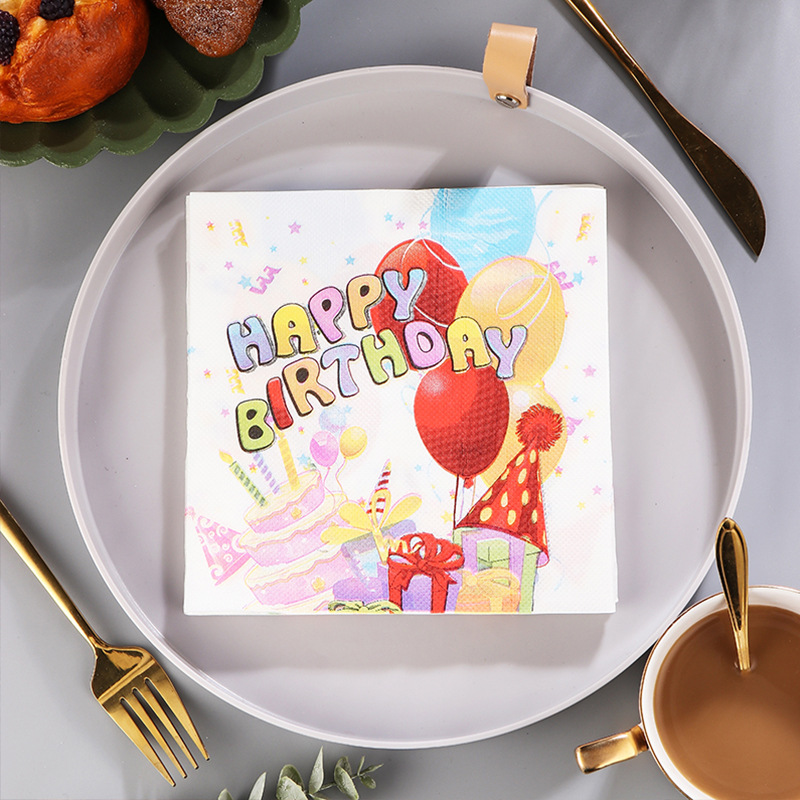 Colorful creative theme happy birthday printed napkin birthday theme napkin Castle tissue