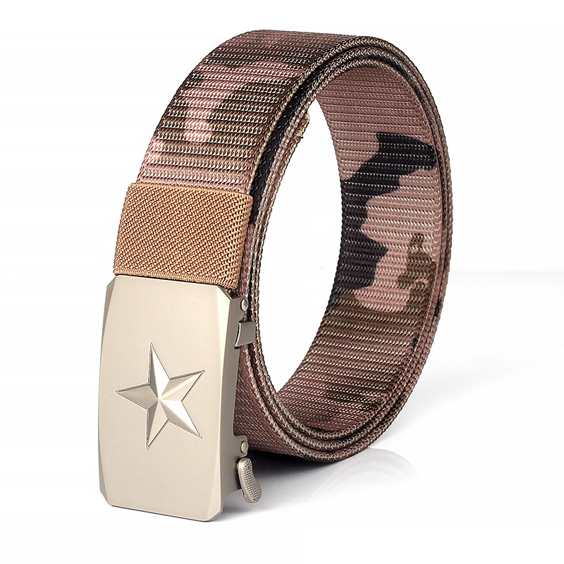 Men's alloy toothless automatic buckle nylon thickened woven belt canvas tactical belt casual fashion all-match