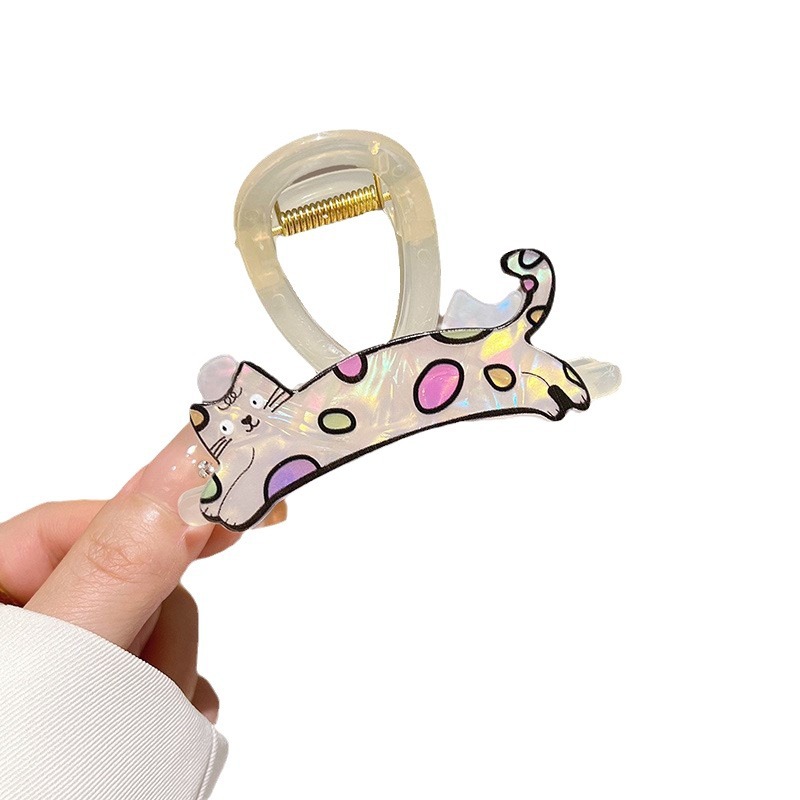 Mielas animacinių filmukų katės šuniuko segtukas, vaikiškas plaukų segtukas, moteriškas galvos disko formos plaukų segtukas, vidutinio dydžio, mažas ryklio segtukas_voghion.com