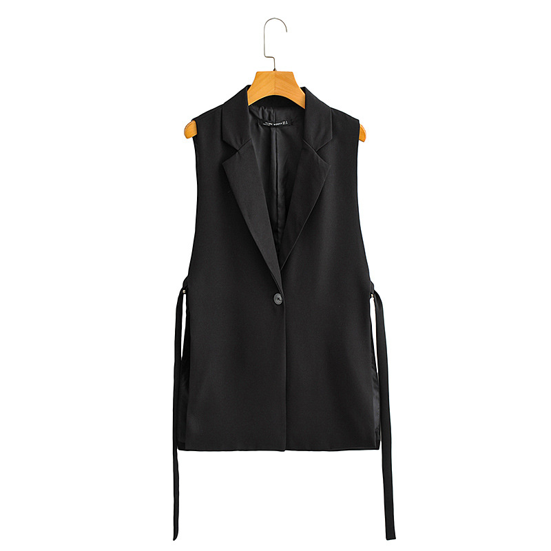 2022 Autumn New European and American solid color lace decorative split single buckle vest suit vest