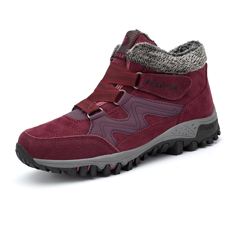 2022 plus size height increasing couple snow boots winter fleece-lined warm men's and women's outdoor cotton-padded shoes mid-top sports cotton-padded shoes