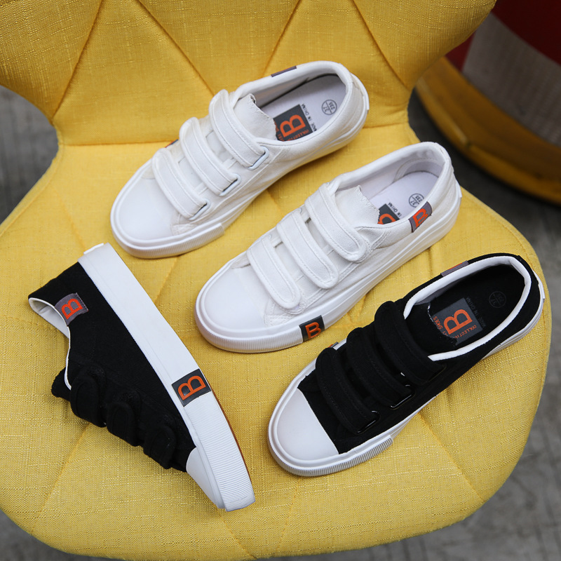 Velcro Canvas Shoes Women's 2024 Spring New White Shoes Korean-style All-match Trendy Shoes Student Cloth Shoes Casual Sneakers