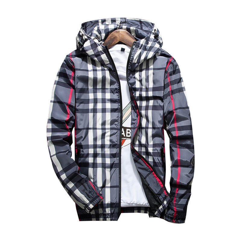 6681 spring and autumn jacket Korean Style Hong Kong style trendy slim hooded clothes all-matching spring men's plaid jacket