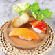 Large simulation Japanese salmon fish seed sushi rice ball food model shooting props food play ornaments wholesale