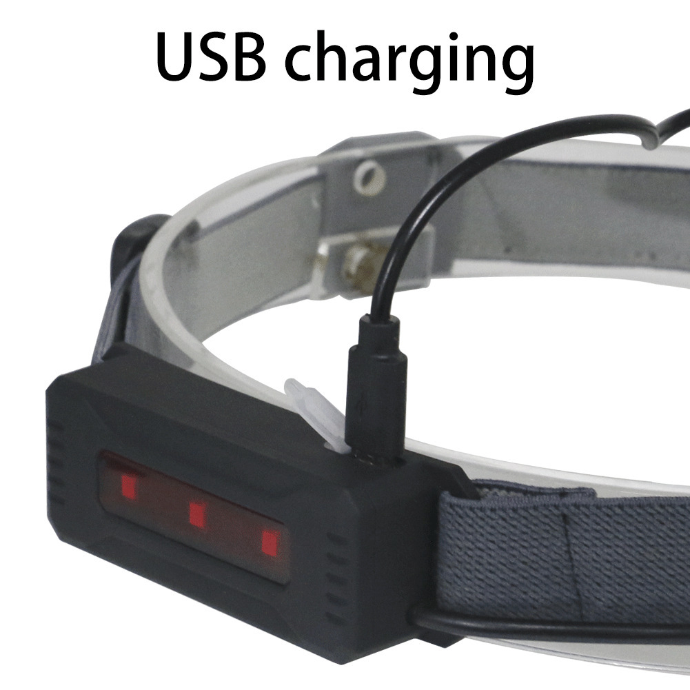Step-in new COB soft light USB charging light with headlight mini with red light warning outdoor floodlight running headlight