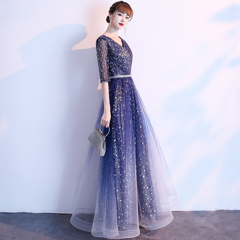 Star Evening Dress Women's Banquet 2022 New Spring Elegant Host Fairy Performance Adult Chorus Dress