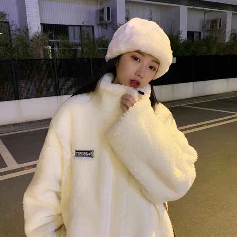 Lambswool coat for women autumn and winter 2023 new women's clothing fried street fleece-lined thickened casual all-match Korean style sweater for women