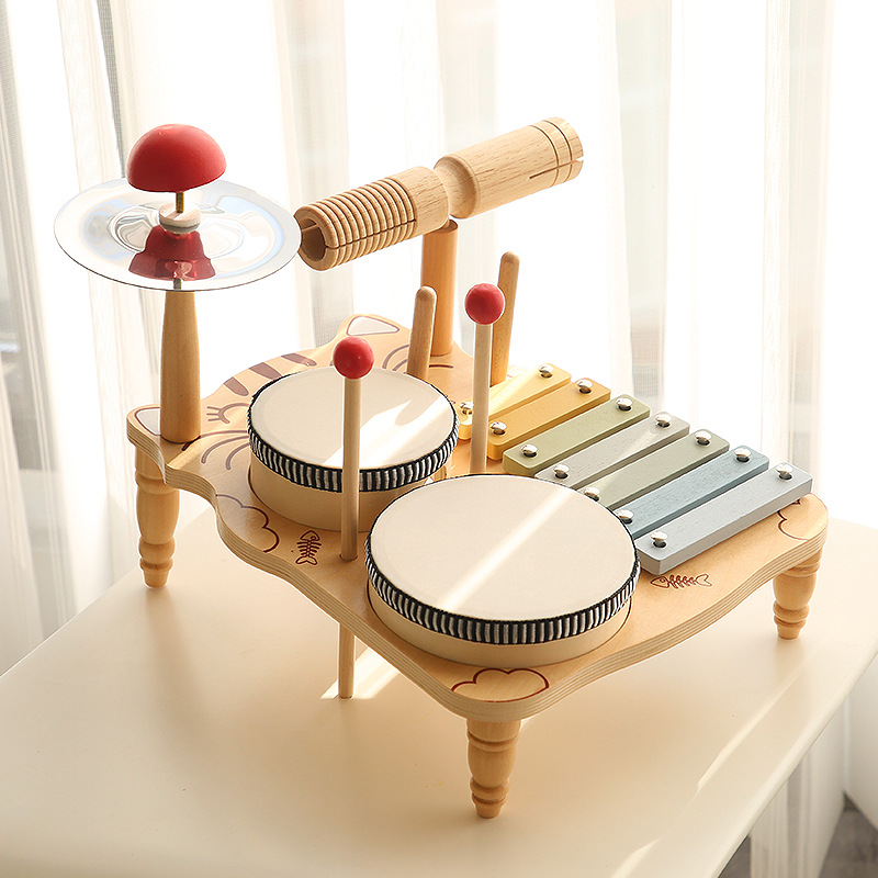 Cross-border children's wooden Orff music percussion instrument percussion instrument percussion instrument percussion Gong baby hand drum educational toy