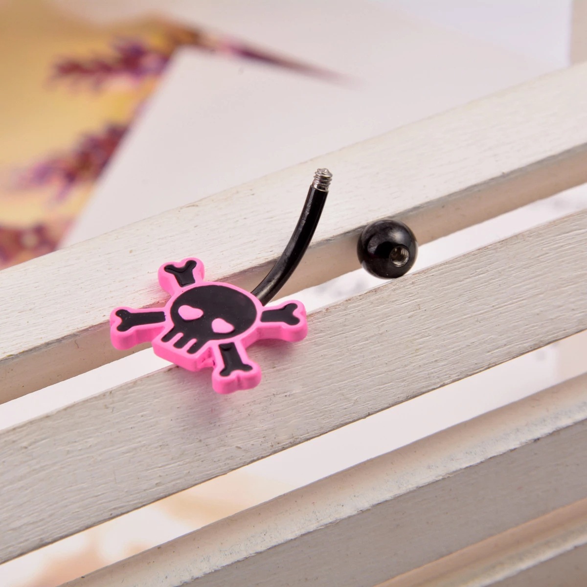 Foreign Trade Amazon AliExpress Skull Pink Rose Gold Belly Button Ring Short Ghost Head Umbilical Ornaments Body Piercing Jewelry