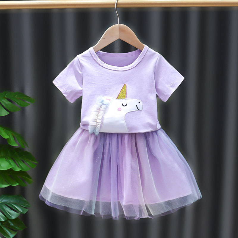 女童夏季網紅套裝2022新款韓版女孩衣服兒童短袖網紗公主裙兩件套