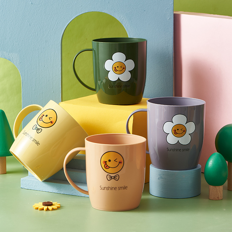 Sunflower Printed Teeth Cup Smiley Children's Mouthwash Cup Student Dormitory Couple's Mouthwash Cup Brush Cup Wholesale