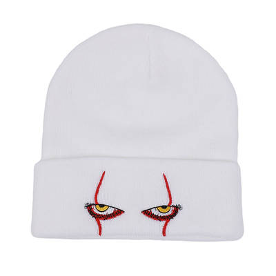 Pennywise scary eyes horror clown eyes embroidered knit cap warm pullover hip hop wool cap