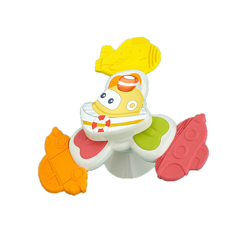 Cross-border children's sucker turning music infant cartoon finger rotating top baby rattle early education educational toys