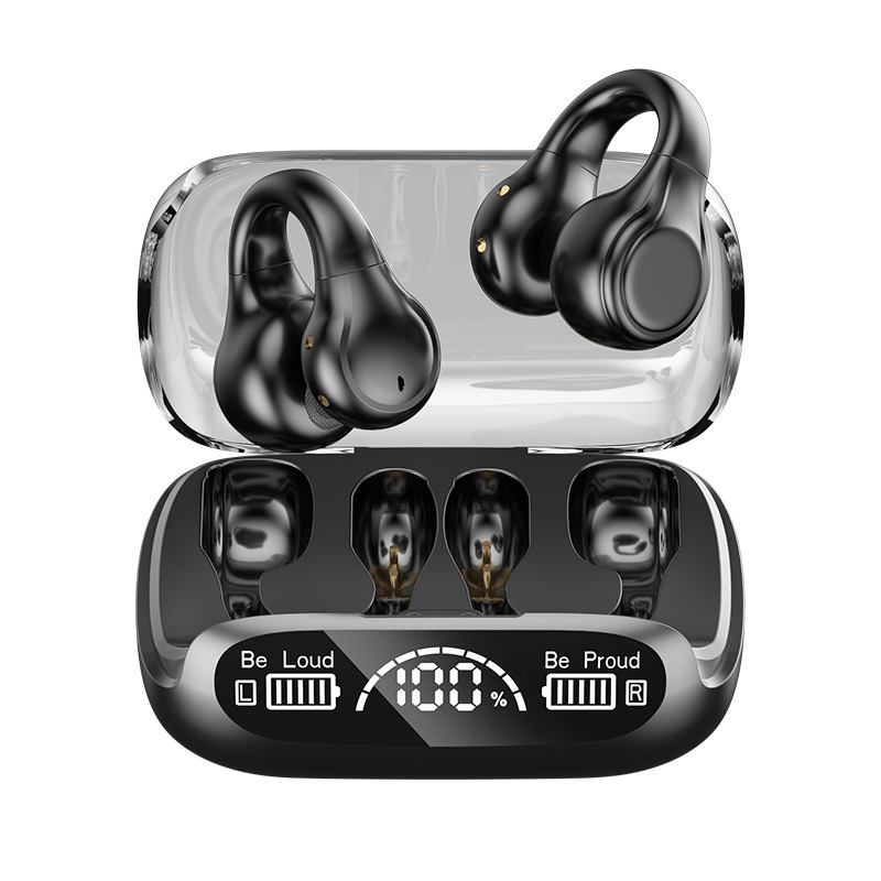 new bone conduction bluetooth headset wireless digital display ear clip noise reduction ultra-long standby 5.3 bluetooth private model