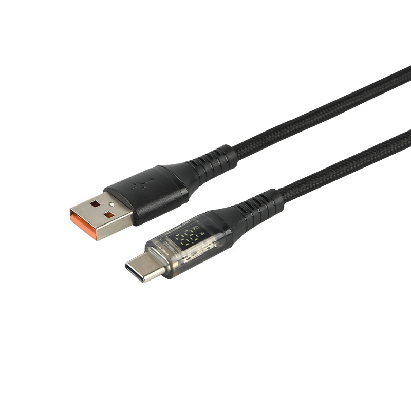 Transparent Digital Data Line PD60W Super Fast Charge Dual type-c Line for Huawei Xiaomi Apple Charging Line