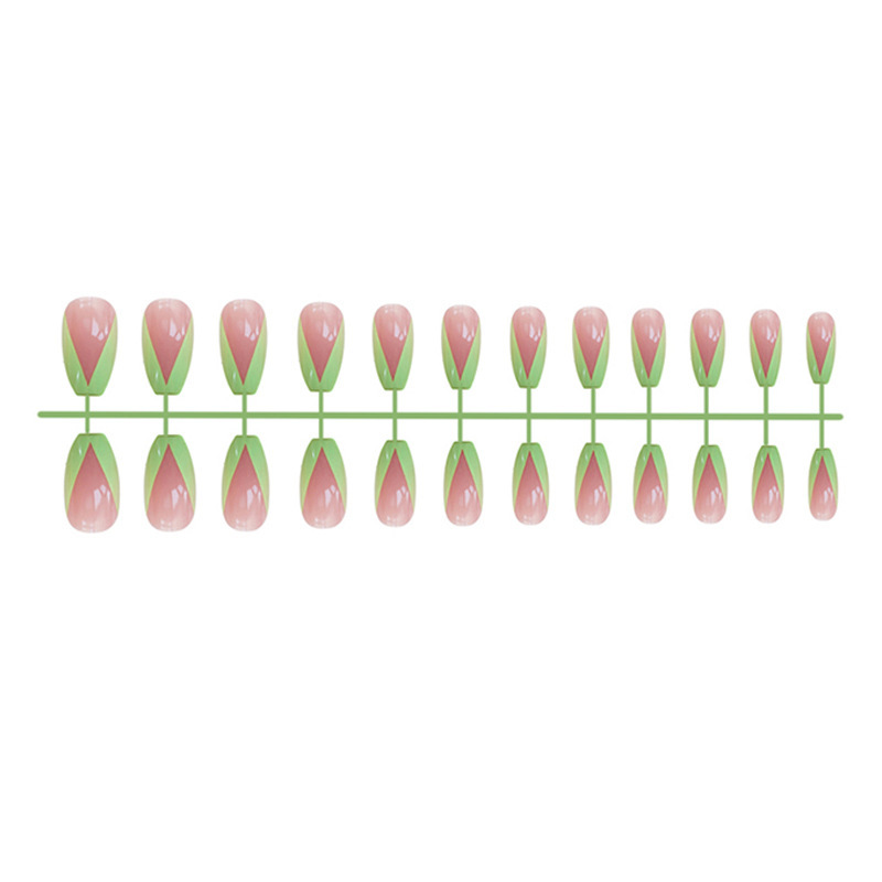 [Article] French simple European and American bright nail patch fake nail finished product 24 wear nail tools nail