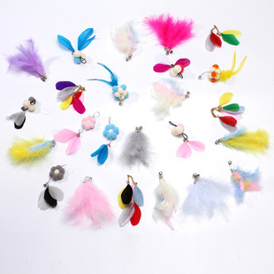 Cat Toy funny cat stick feather bell replacement head pet cat bite-resistant feather fur ball cat interactive artifact