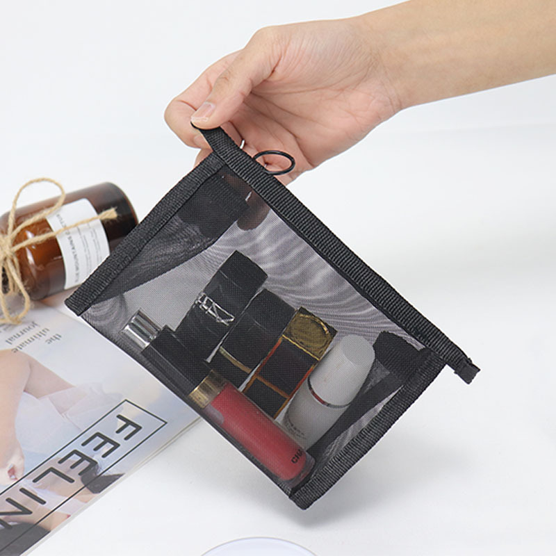 Transparent mesh cosmetic bag portable simple portable large capacity storage bag wash bag cosmetic storage bag