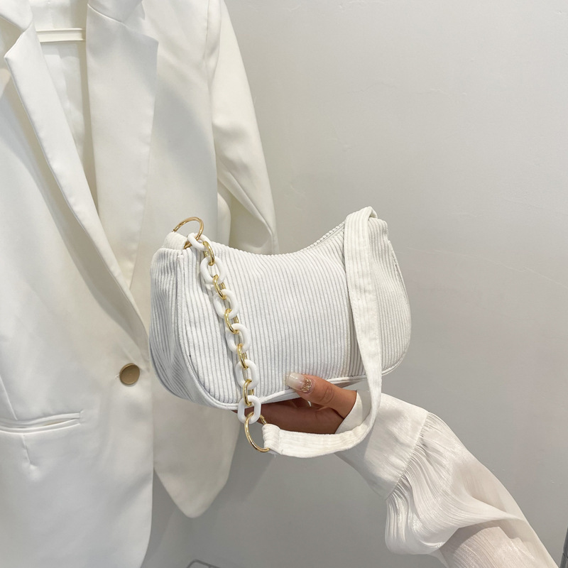 Corduroy solid color underarm bag 2024 Korean version of simple literary dumpling bag foreign trade explosions women's bag a generation of hair