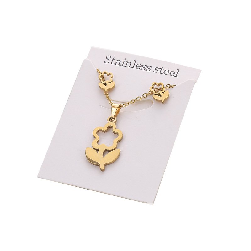 stainless-steel-butterfly-earrings-necklace-set-geometric-heart-clavicle-chain-two-piece-suit-fashion-jewelry-accessories