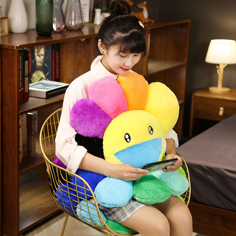 Online celebrity Murakami sun flower doll cushion plush toy office chair cushion bay window children's room floor mat girl