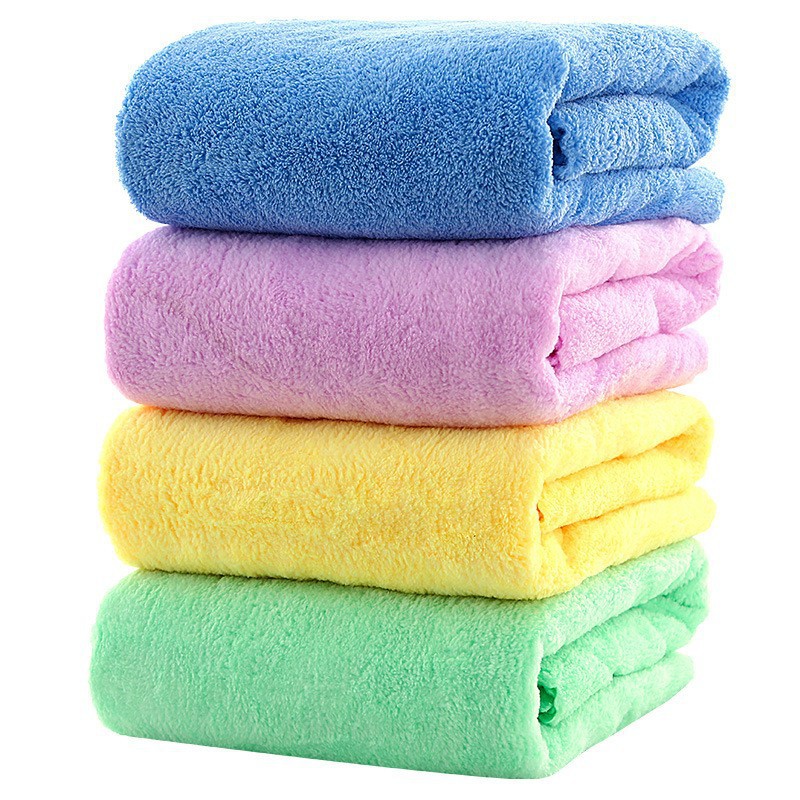 High Density Coral Fleece Towel Bath Towel suit Absorbent Foreign Trade Net Bag Colorful Large Towel