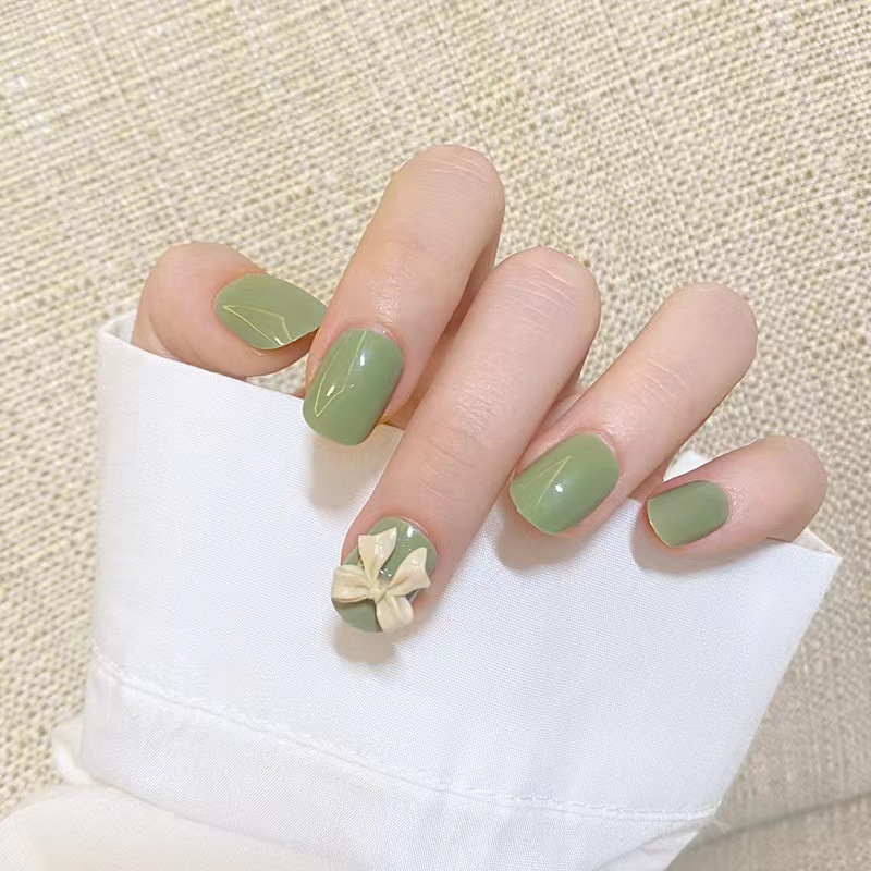 Wear nail drill small fresh three-dimensional pattern love bow nail patch nail wear nail finished products wholesale