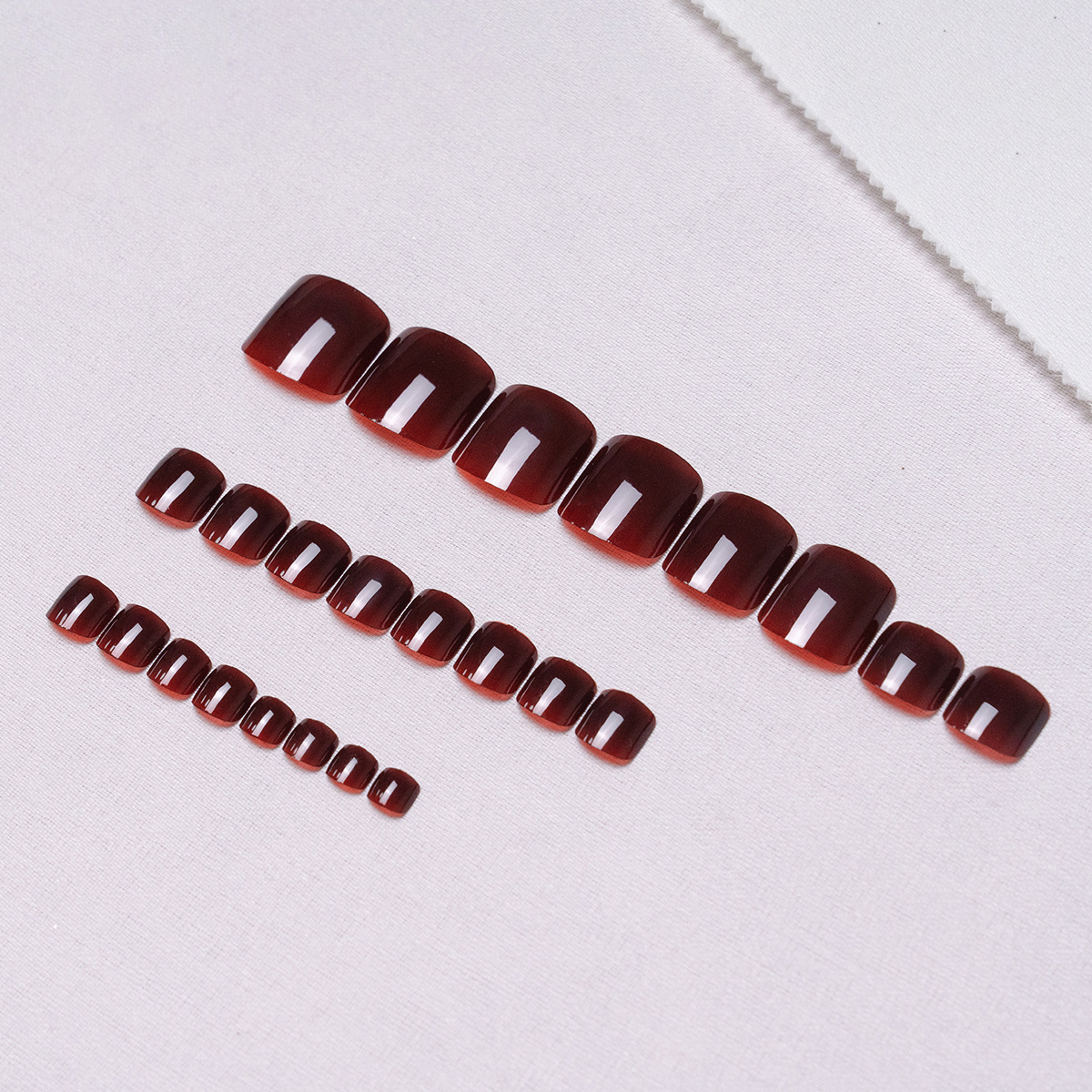 Simple Wearable Cherry Red Toenail Pieces Fake Nail Stickers Nail Stickers Removable Finished Products Wholesale