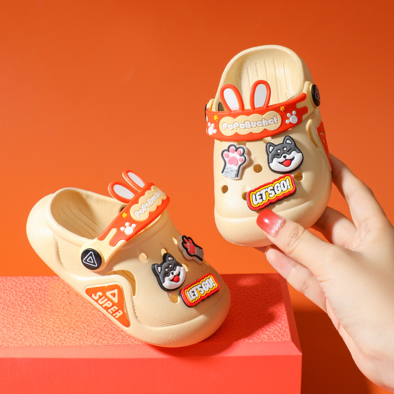 Children's Slippers Boys' New Non-slip Soft-soled Cave Shoes for Girls and Babies Home and Outfit Cartoon Toe Sandals and Slippers