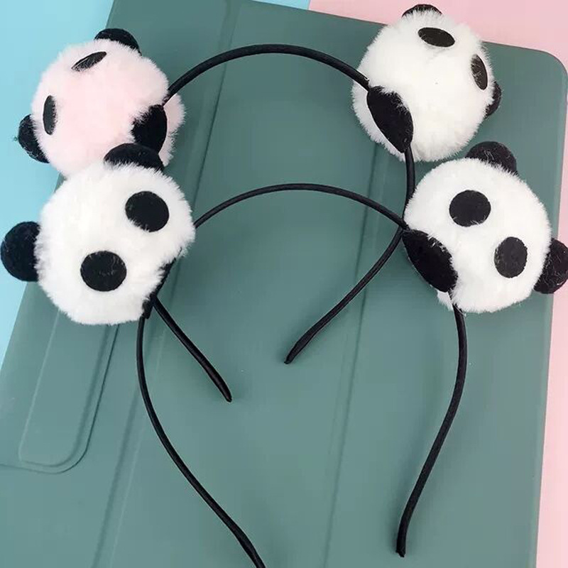 Travel Memorial Panda Hairband Plush Panda Hairpin Cartoon Cute Wash Face Headwear Panda Base Wholesale