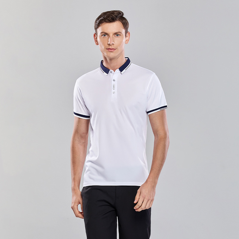 180g lapel short sleeve polo shirt comfortable breathable slit in stock casual solid color summer fit thin