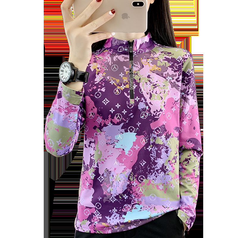 Camouflage printed quick-drying T-shirt for women Spring and Autumn versatile fashionable slim fit casual Korean style fashionable quick-drying clothes long sleeve